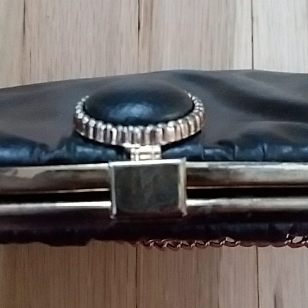 EUC Vtg 50s 60s Black Clutch Purse Handbag - Picture 4 of 6